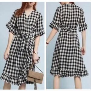 Anthropologie Isabella Sinclair Mildred gingham ruffle wrap dress size XL